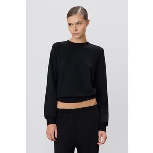 NWOT $225  Éterne Large black cotton-modal terry shrunken raglan sweatshirt